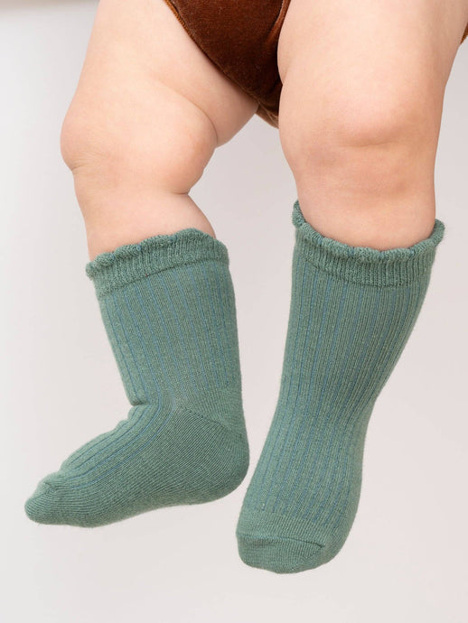 Scallop Hem Crew Socks | Sage