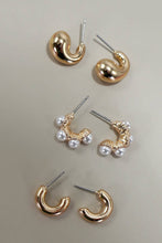 Trio Huggie Pearl Earrings