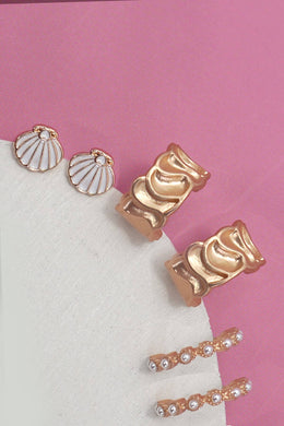 Trio Seashell Pearl Set | Gold