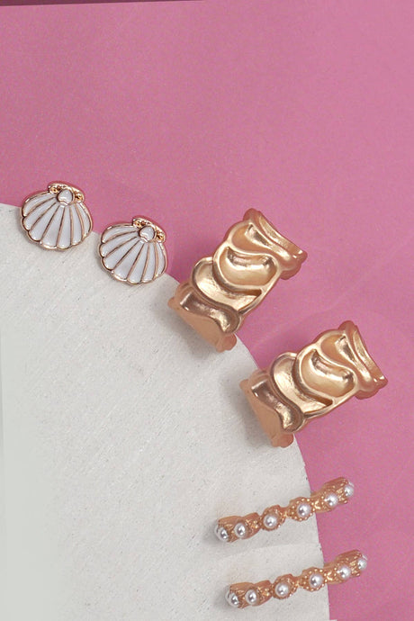 Trio Seashell Pearl Set | Gold