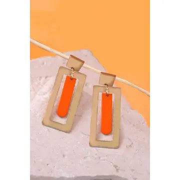 Rectangle Drop Earrings | Orange