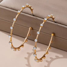 Crystal-Studded Gold Hoop Earrings