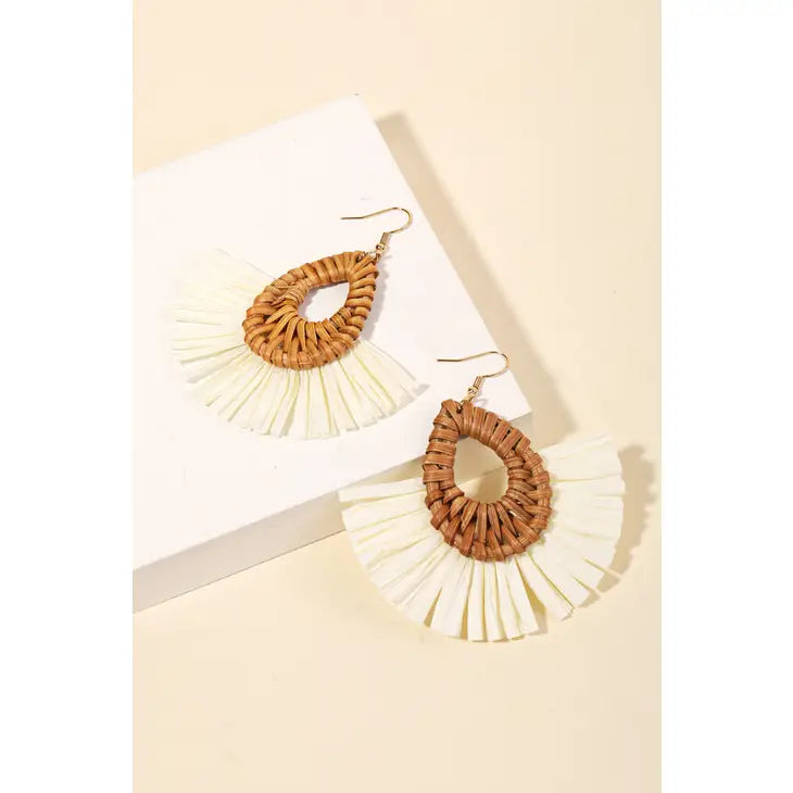 picture 1 Oval Thread Drop Earrings | Ivory 