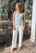 Sweet Eyelet Halter | Light Blue