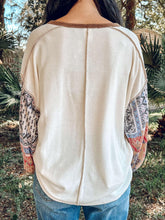 Doubt It Mixed Print Top | Cream/Brown