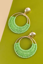 Boho Raffia Hoop Earring | Green