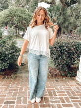 Asymmetrical Lace Trim Top | Ivory