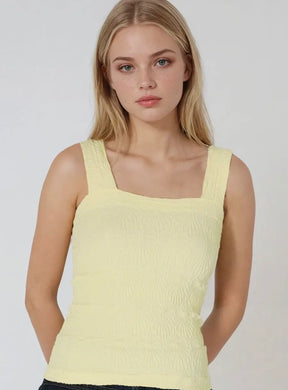 Lace Textured Square Top | Butter Yellow