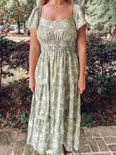 Light Floral Tiered Dress | Green