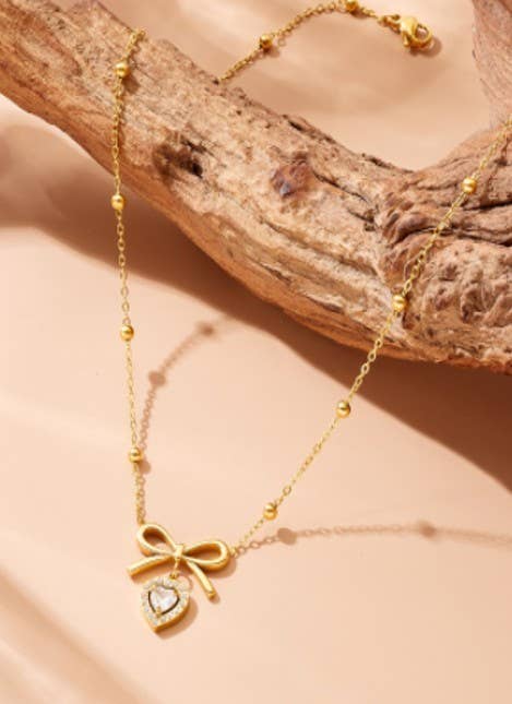 Bow Rhinestone Necklace*