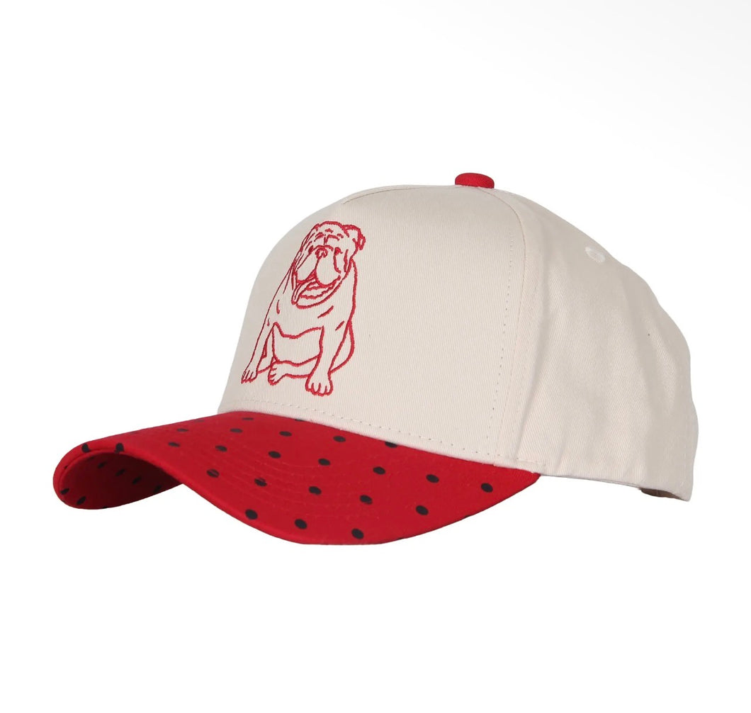 Embroidered Bulldog Polka Dot Hat