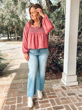 Fall Floral Smocked Babydoll Top | Mauve