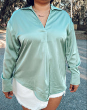 Lucky Me Satin Collared Top | Sage