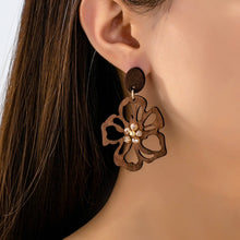 Wooden Floral Drop Earrings