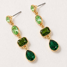 4 Tier Drop Layer Rhinestone Earrings | Emerald