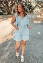 Ruffle Guest Romper | Sky Blue