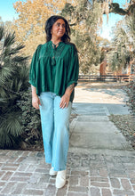 Pin Tuck Flowy Top | Green