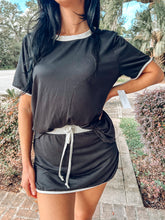 Contrast Trim Skort Set | Black/white