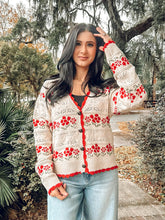 Pretty Floral Cardigan | Red Cream