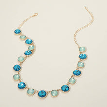 Round Square Stone Bezel Cluster Link Necklace | Pink