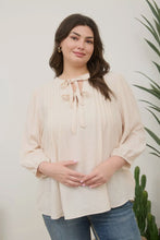 Bow Pleated Top Curvy | Cream
