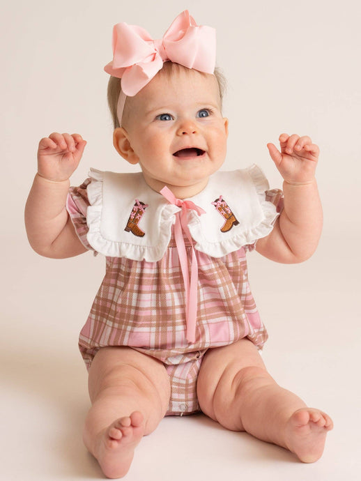 Cowgirl Cutie Boots Plaid Romper