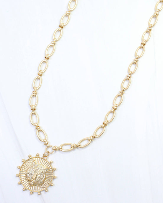 Carmen Coin Necklace Tiger Worn Gold: Default
