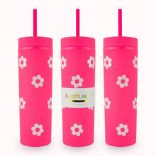 picture 1 hot pink flowers Tumbler With Straw