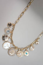 Multi Charm Disc Necklace | Gold