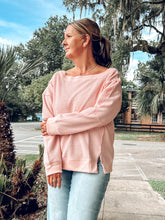 Boat Neck Waffle Knit Top | Blush