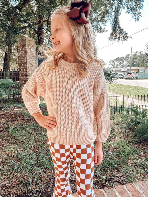 Chunky Knit Girls Sweater | Vanilla