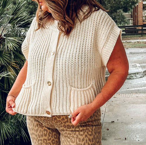 Oversize Button Down Vest | Cream