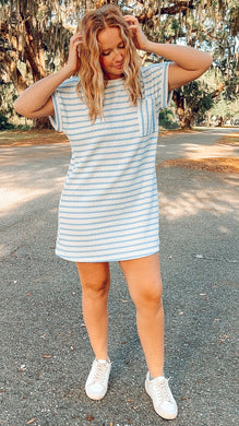 Textured Striped Dress | Blue