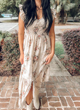 Rose Floral Printed Smocked Dress | Blush/Cream