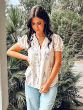 Floral Linen Top | Cream/Black
