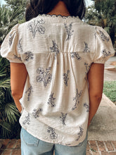 Floral Linen Top | Cream/Black