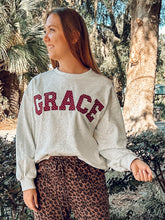 Grace Polka Dot Patch Sweatshirt | Grey