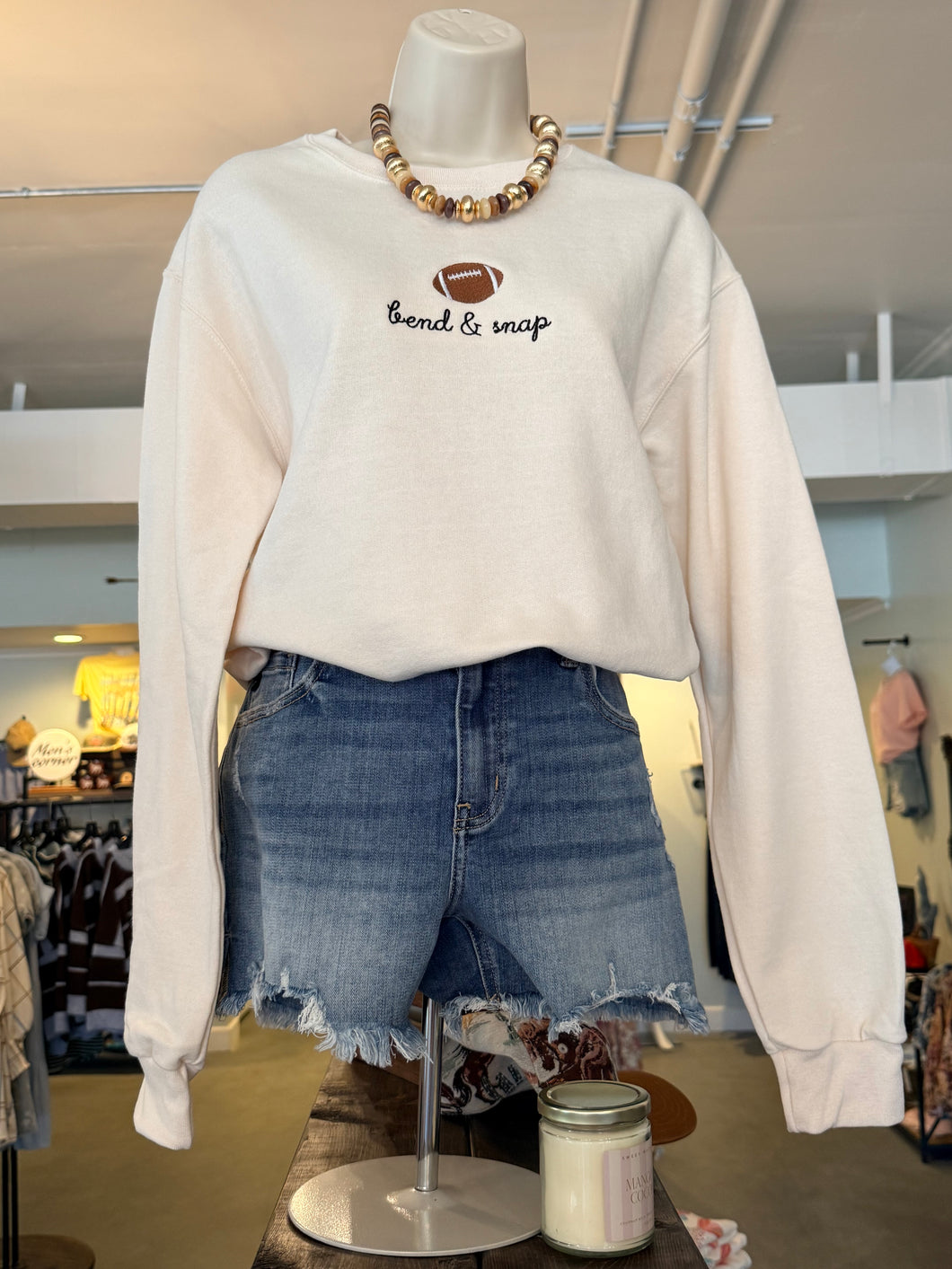 Bend + Snap Embroidered Football | Cream