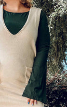 Bell Sleeve Ribbed Top | Dark Green