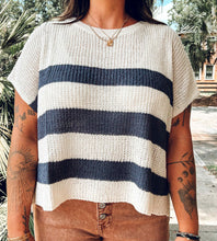 Striped Dolman Boxy Top | Navy