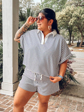 Striped Collared Set | Navy
