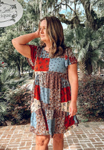 Patchwork Floral Babydoll Dress | Rust