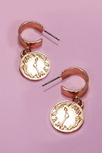 Coin Drop Hoop Earrings