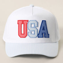 USA Gingham Letter Patch Hat | Blue