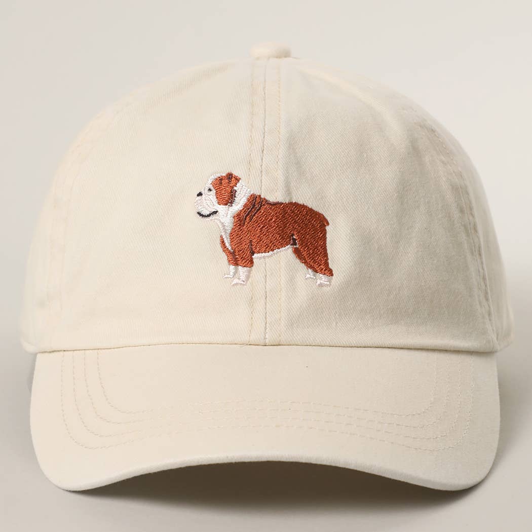 Bulldog Embroidery Cotton Baseball Cap