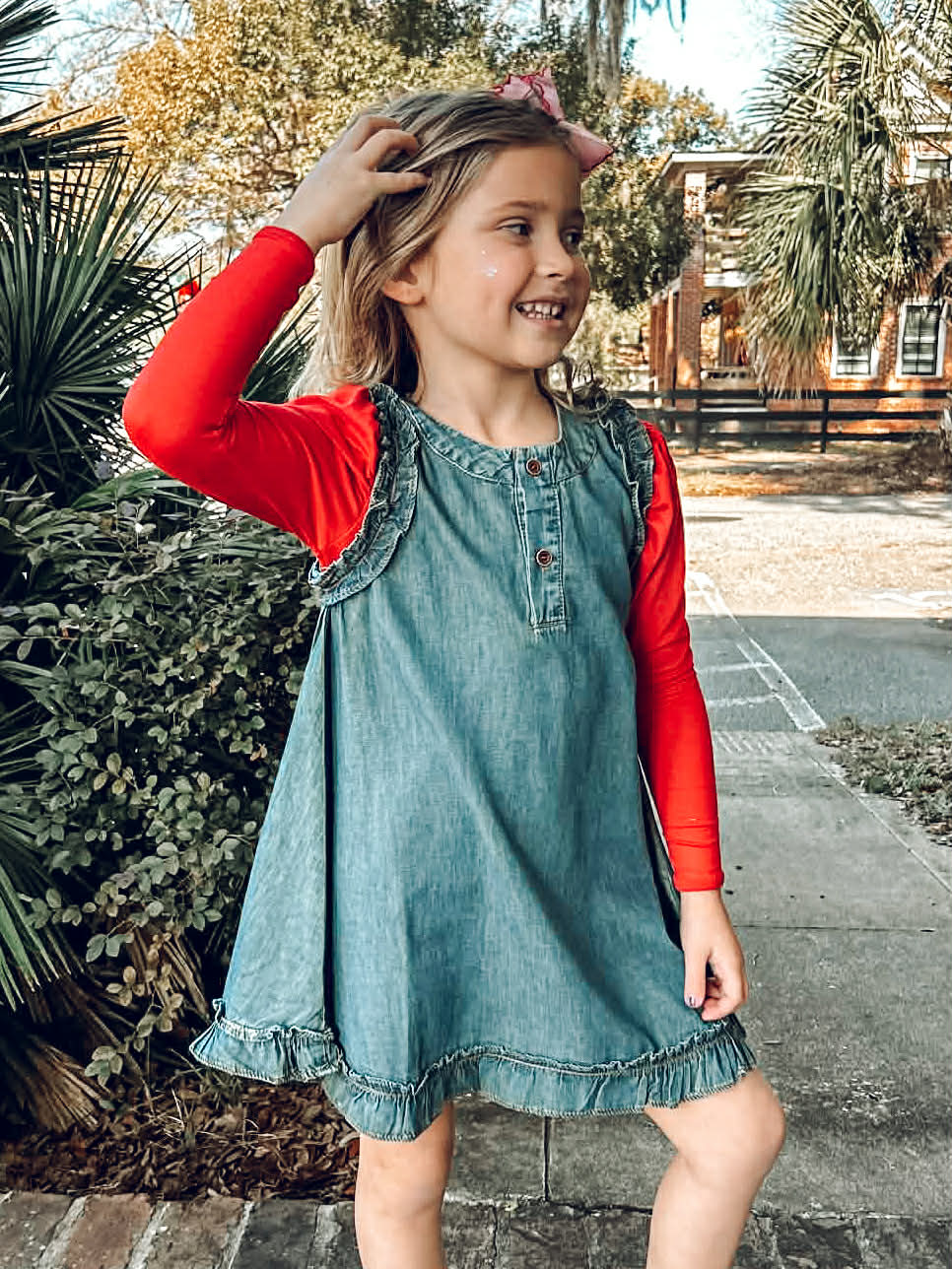 Puff Long Sleeve Leotard | Red