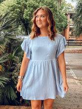 Coastal Waffle Knit Mini Dress | Blue