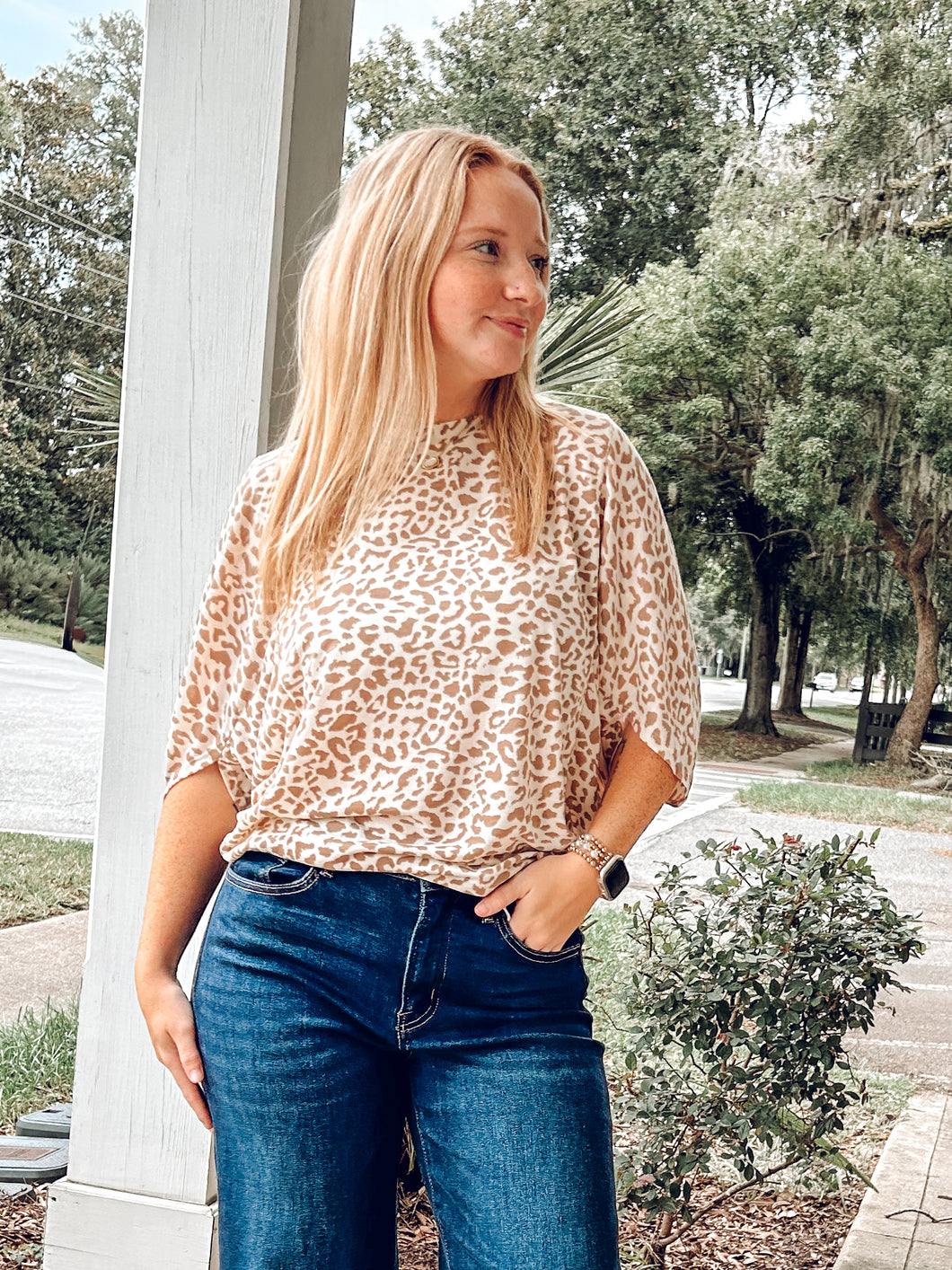 Leopard Batwing Oversize Top