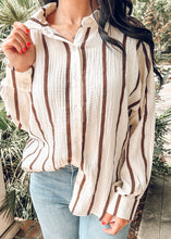 Cotton Dolman Striped Top | Brown