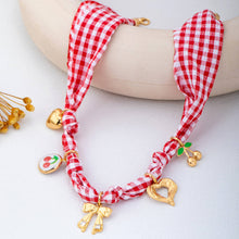 Gingham Scarf Charm Necklace | Red